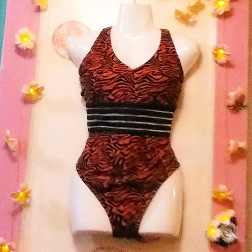 Cillet (XL) Brown Animal Print Mesh Inset One Piece